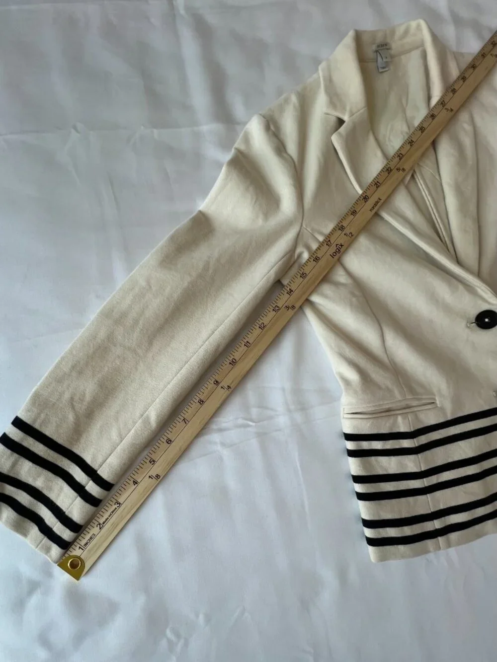 J Crew Academy Schoolboy Blazer Cream Navy Stripe Size S Jacket Nautical Preppy